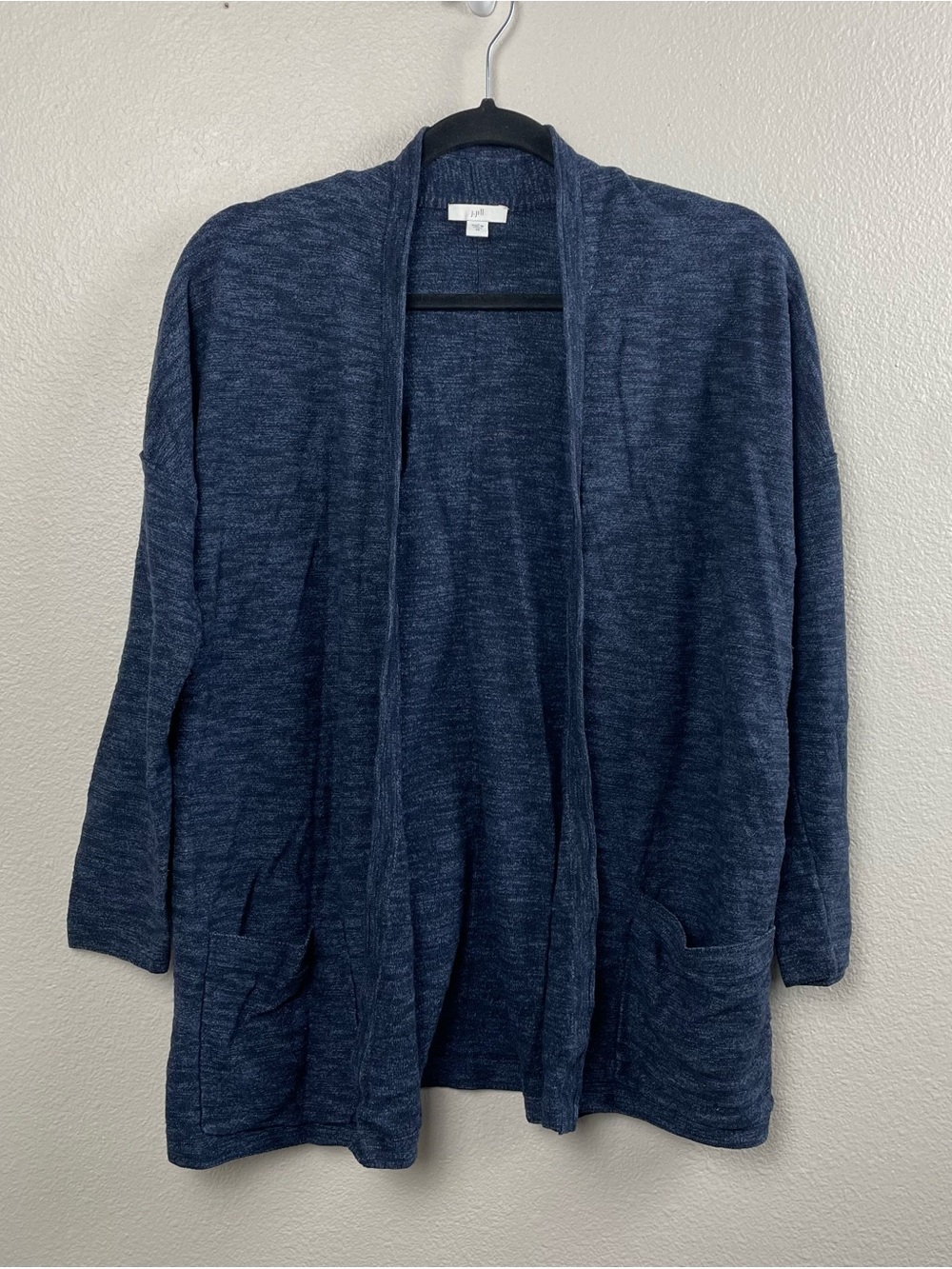 J. Jill Navy Open-Front Knit Cardigan